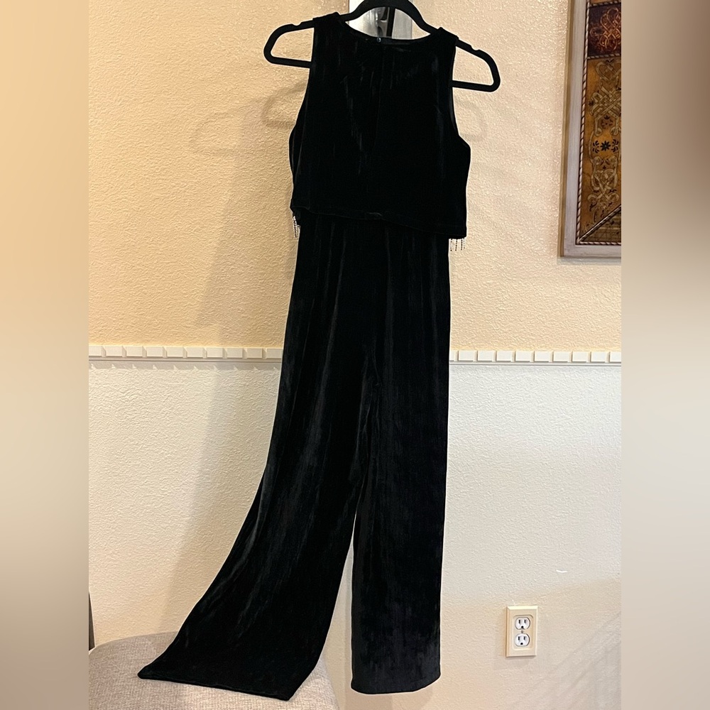 Teenager / Youth Rhinestone Black Velour Jumpsuit by Zara Kids. Stretchy. 11-12 - Picture 7 of 14
